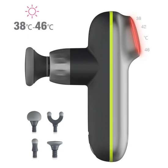 Vibrazione dei tessuti profondi Riscaldamento a percussione Testa calda in metallo caldo Fascia Sport Boby Schermo LCD Pistola per massaggio muscolare